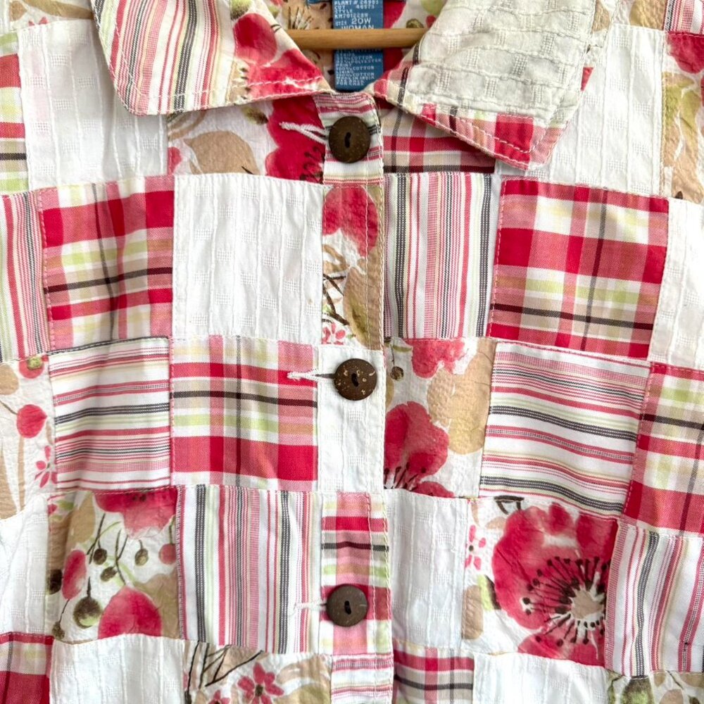 Koret Patchwork Pink Button Up Shirt Jacket Picni… - image 5